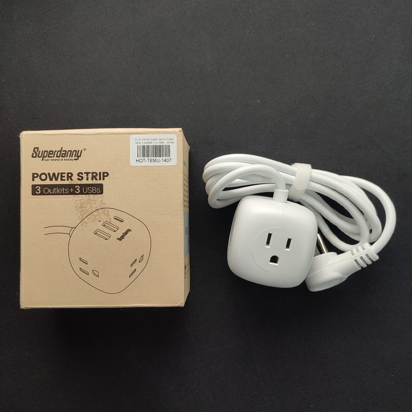 ECS-US030 Superdanny Power Strip 3 outlets + 3 USBs - White