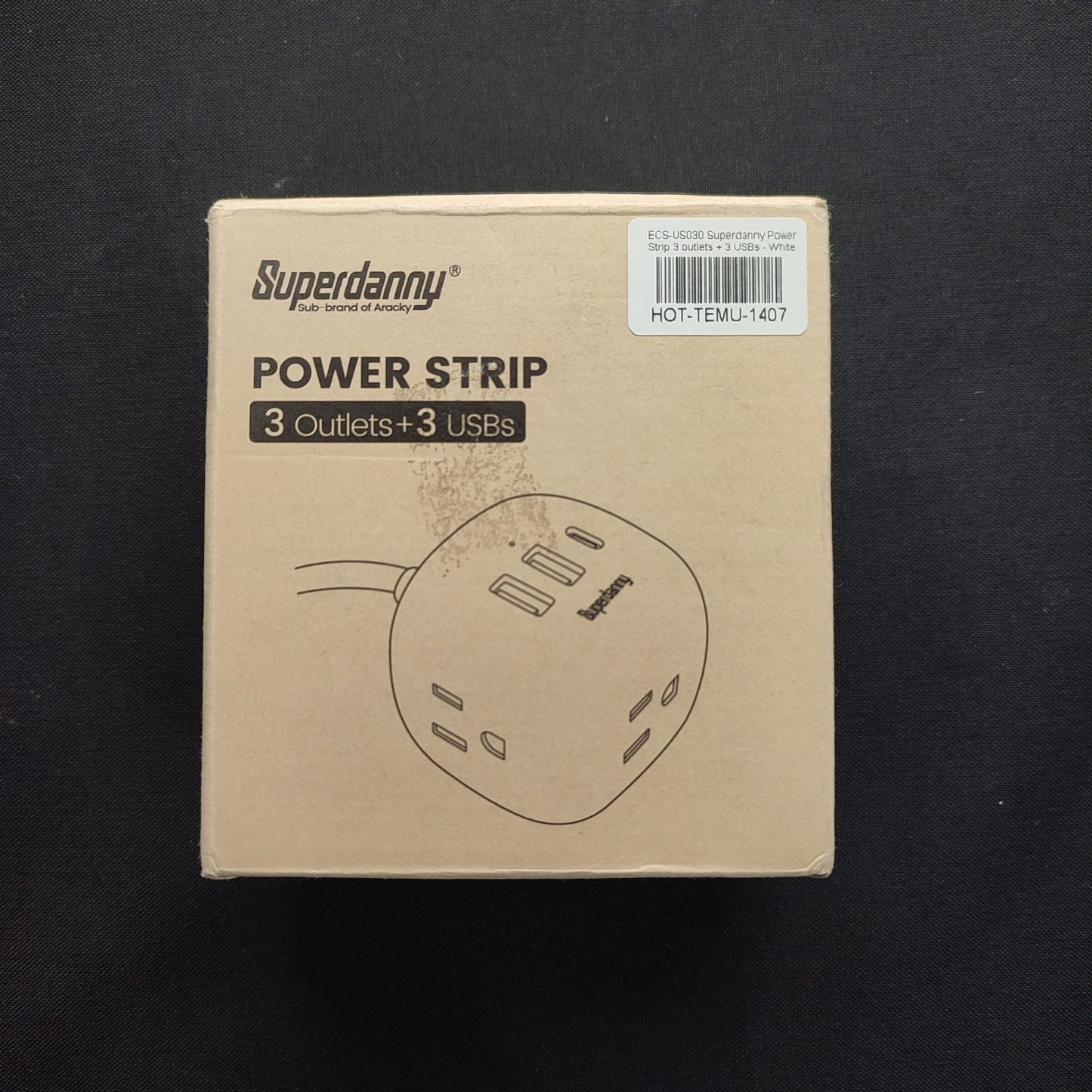 ECS-US030 Superdanny Power Strip 3 outlets + 3 USBs - White