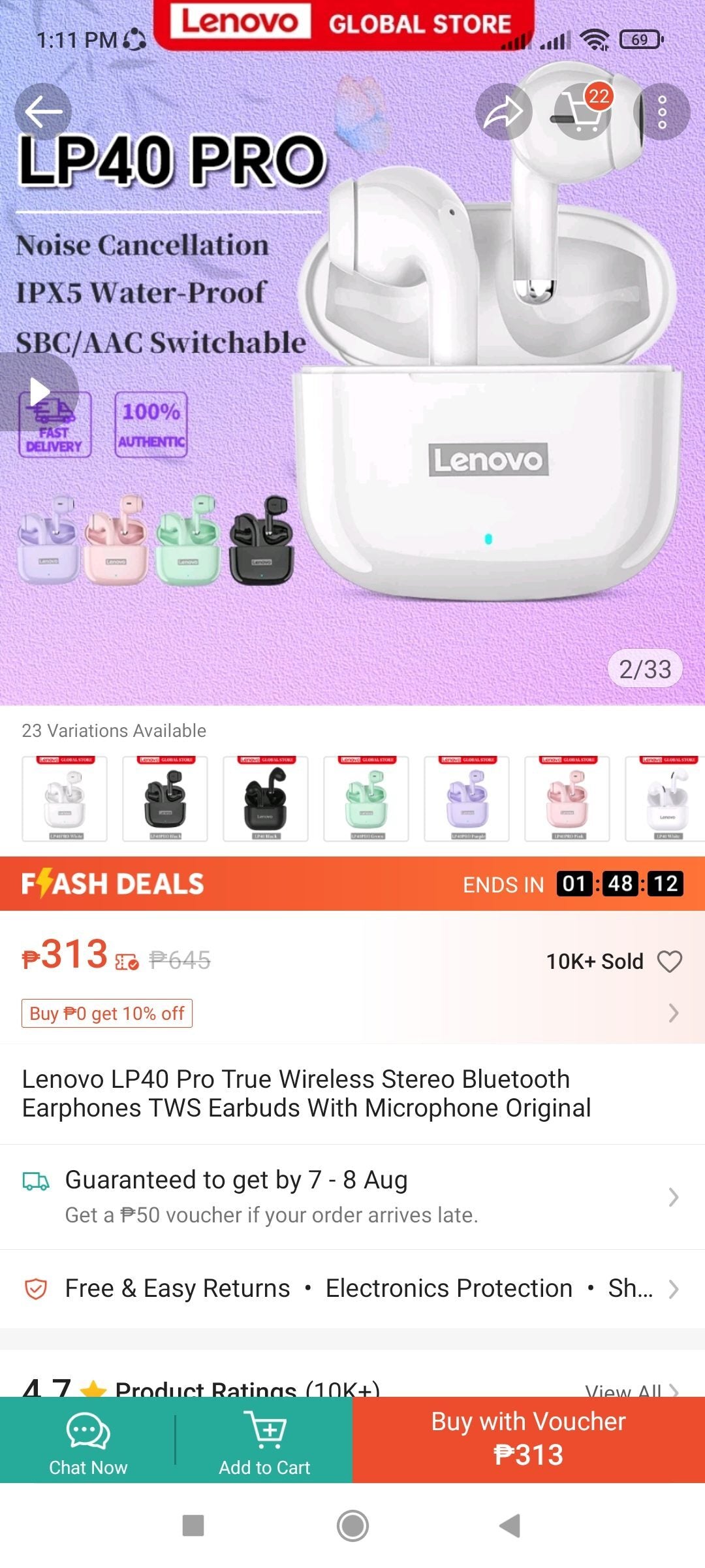 Lenovo Thinkplus LivePods LP40 Pro - Purple