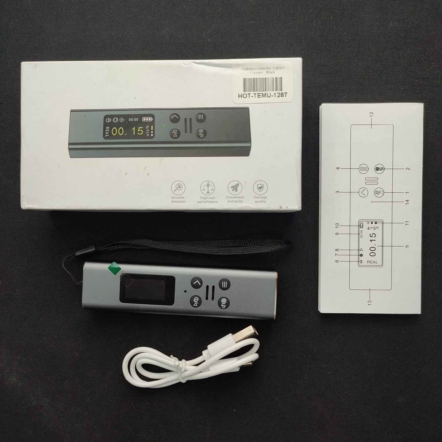 Radiation Detector Geiger Counter - Black