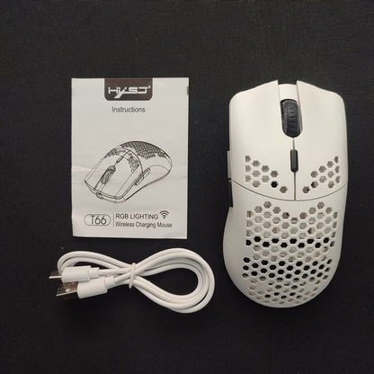 T66 HXSJ Wireless Charging Mouse RGB - White