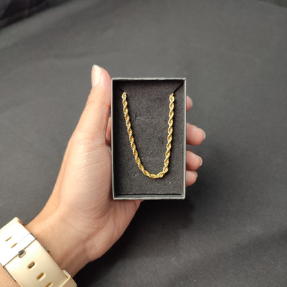 Gold Twisted Rope Chain Necklace (2mm*24inches) with Color Box