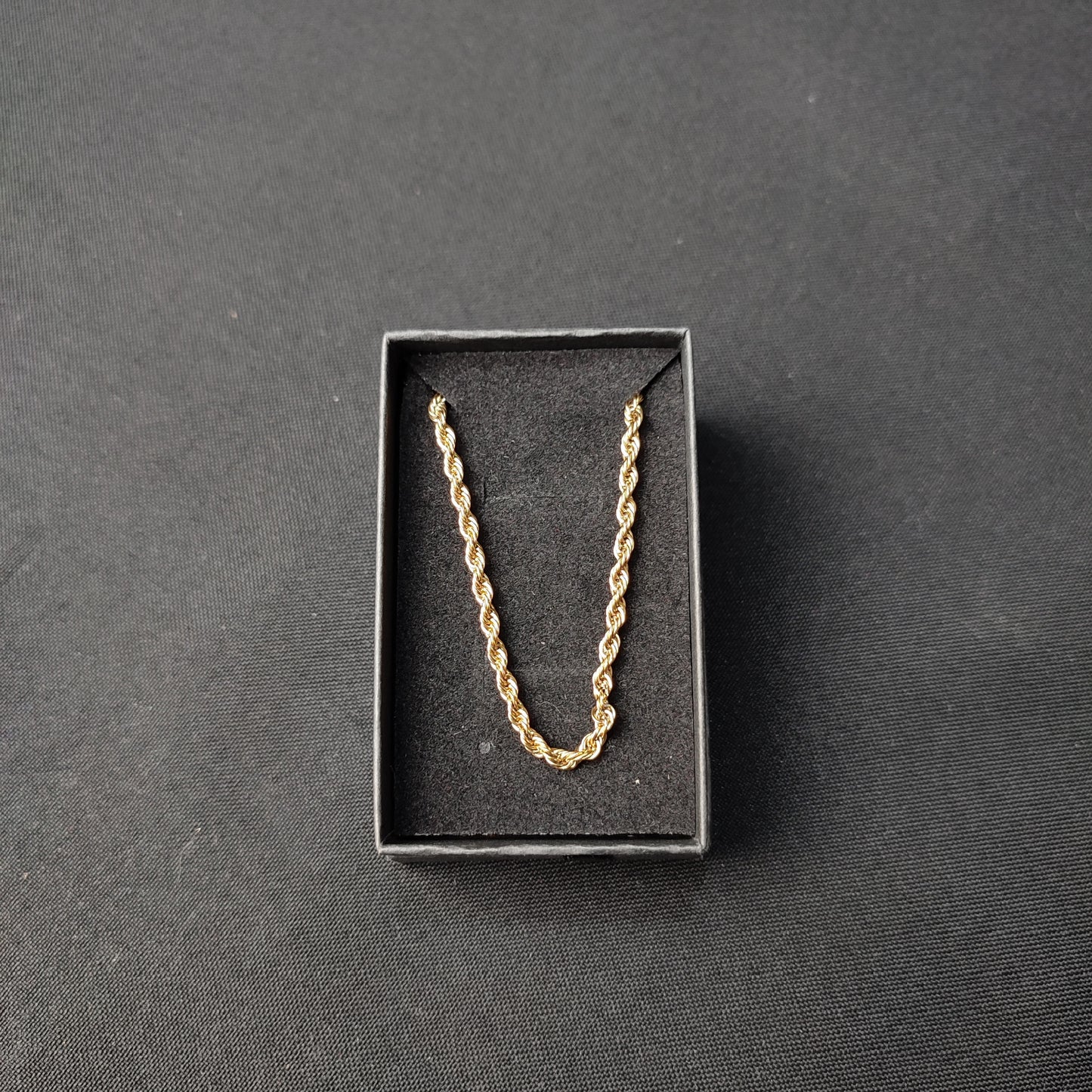 Gold Twisted Rope Chain Necklace (2mm*24inches) with Color Box