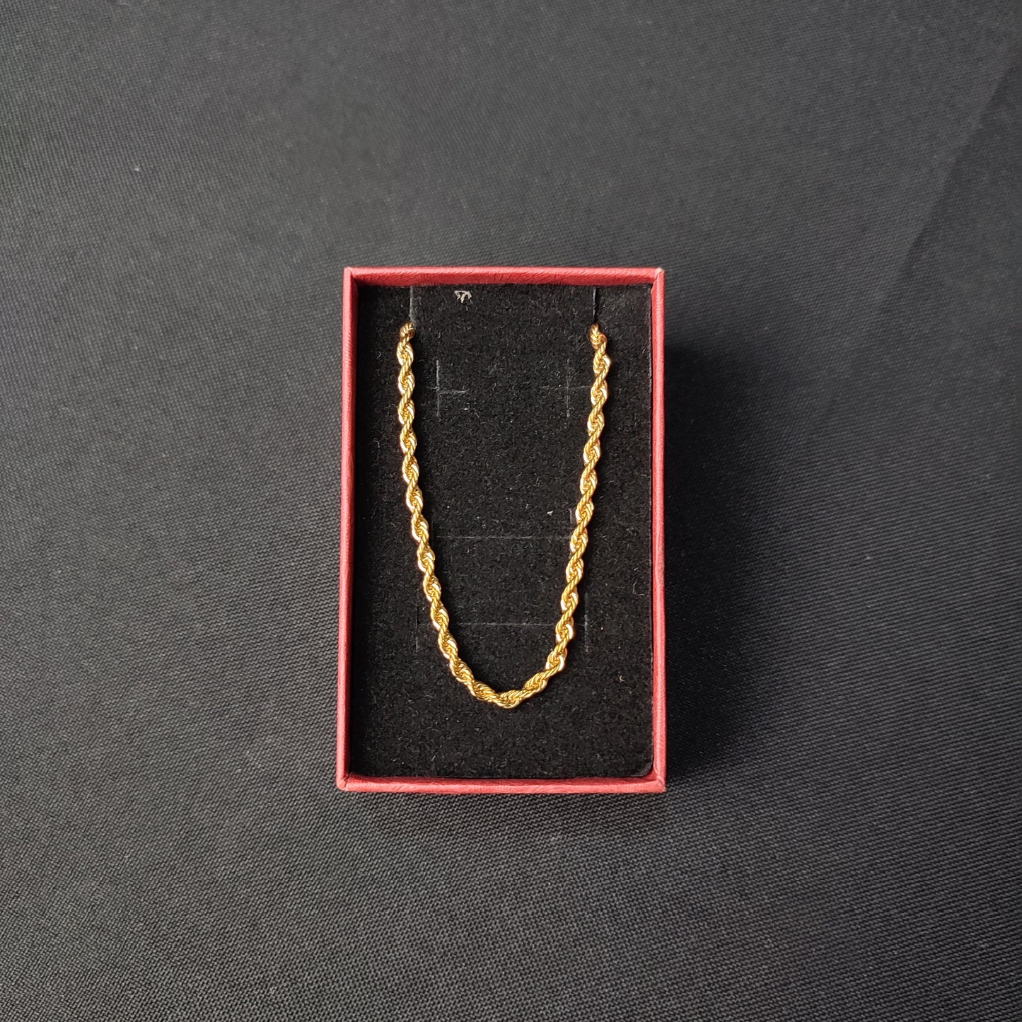 Gold Twisted Rope Chain Necklace (2mm*24inches) with Color Box