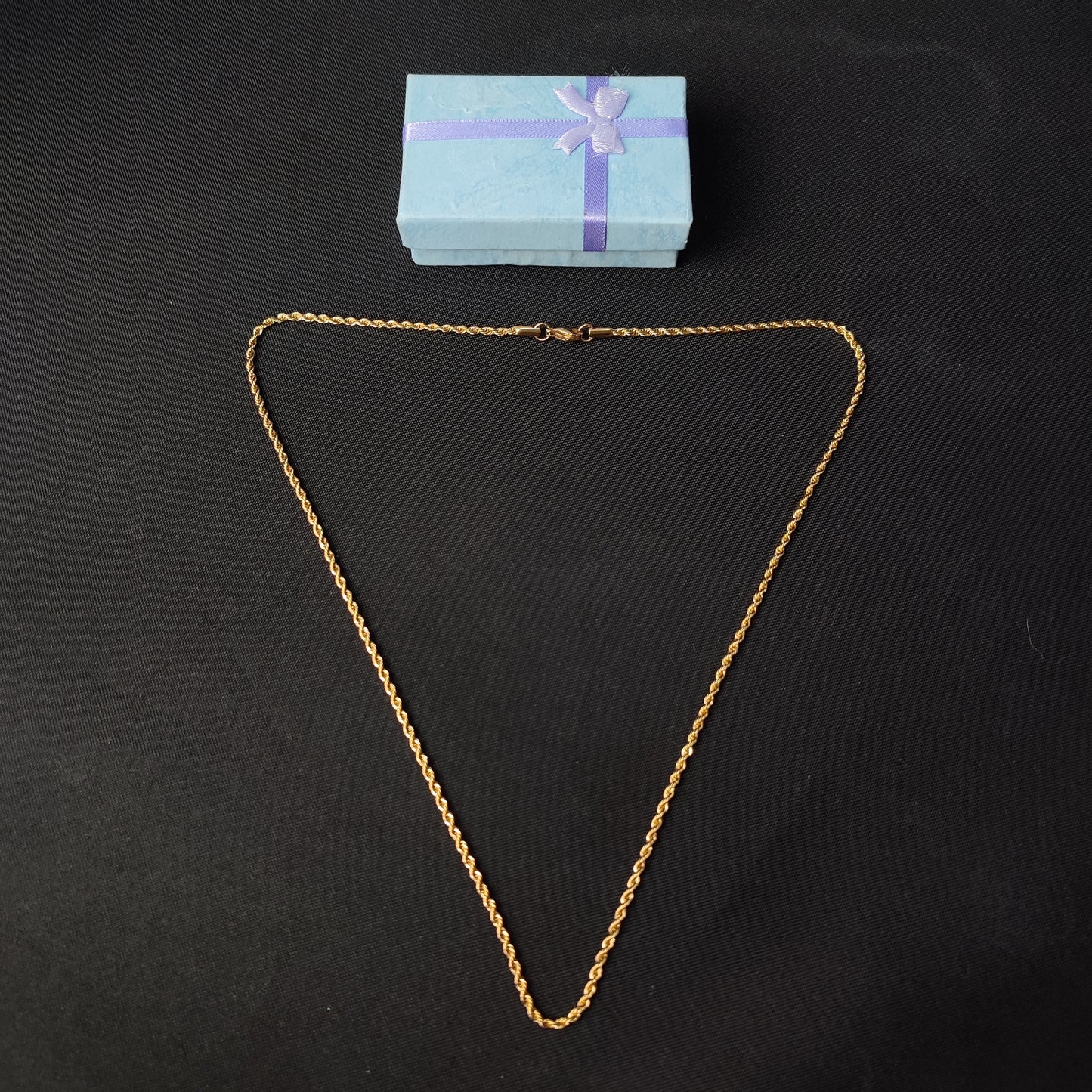 Gold Twisted Rope Chain Necklace (2mm*24inches) with Color Box