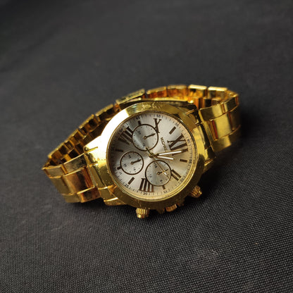 Michael Kors 3 Gold Analog Men's Watch - White Hour Hand with MK Quality Box