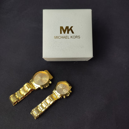 Michael Kors 3 Gold Analog Couple Watch - White Hour Hand with MK Quality Box