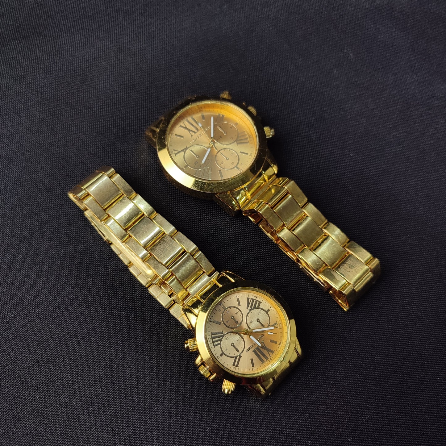 Michael Kors 3 Gold Analog Couple Watch - White Hour Hand with MK Quality Box