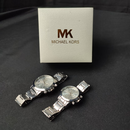 Michael Kors 3 Gold Analog Couple Watch - White Hour Hand with MK Quality Box