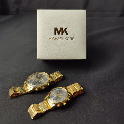 Michael Kors 3 Gold Analog Couple Watch - Gold Hour Hand with MK Quality Box