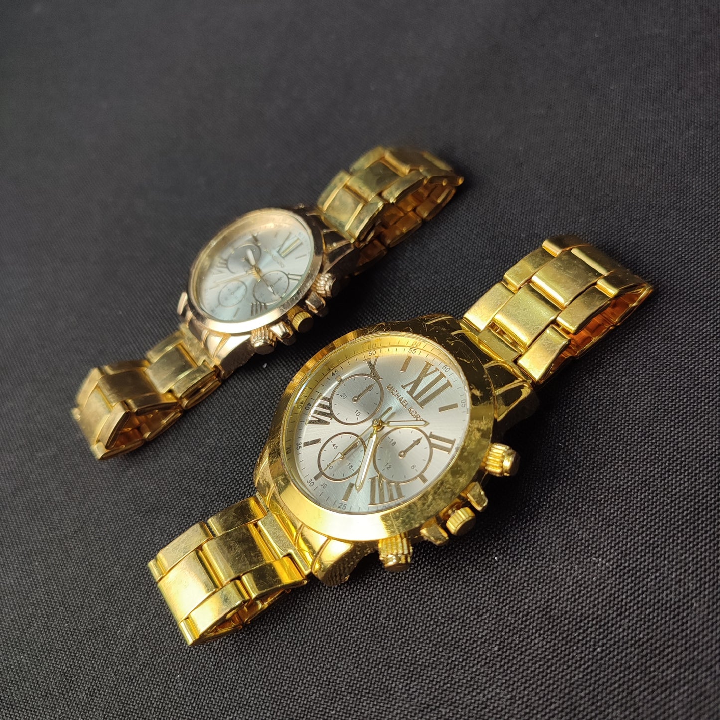 Michael Kors 3 Gold Analog Couple Watch - White Hour Hand with MK Quality Box