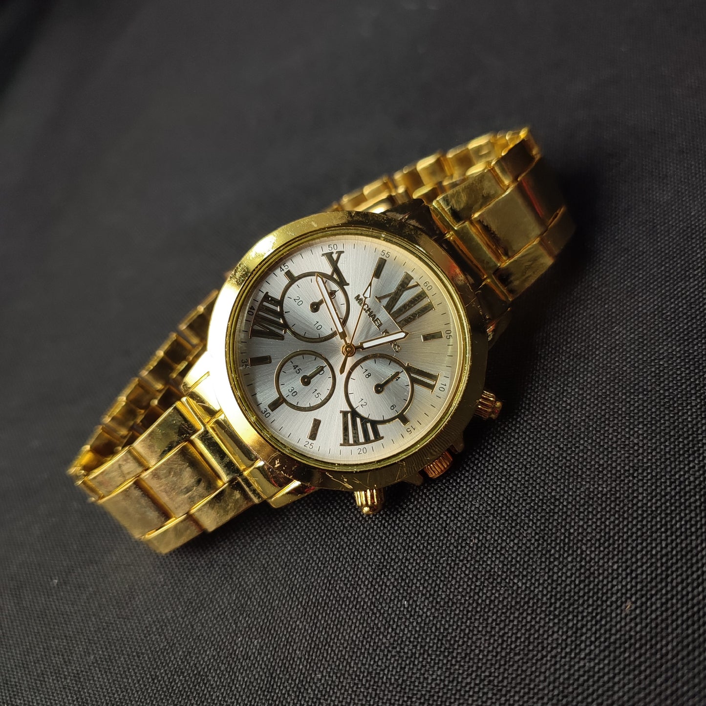 Michael Kors 3 Gold Analog Men's Watch - White Hour Hand with Regular Box