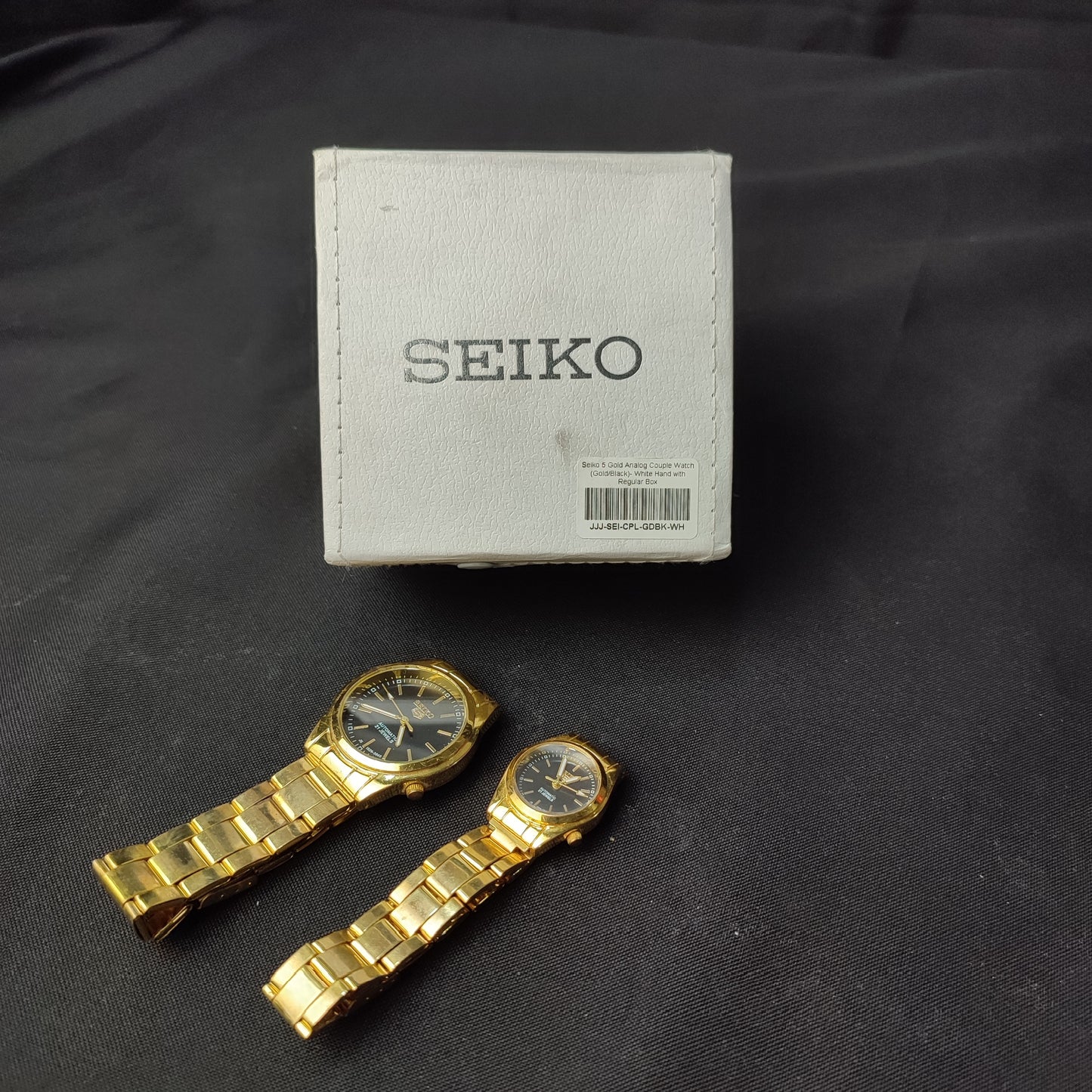 Seiko 5 Gold Analog Couple Watch - White Hand with Quality Box