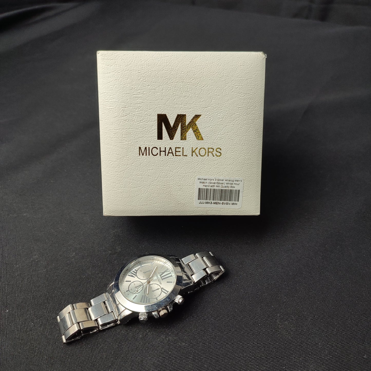 Michael Kors 3 Gold Analog Men's Watch - White Hour Hand with MK Quality Box