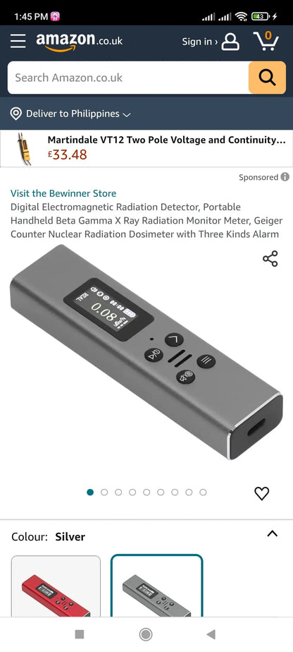 Radiation Detector Geiger Counter - Black