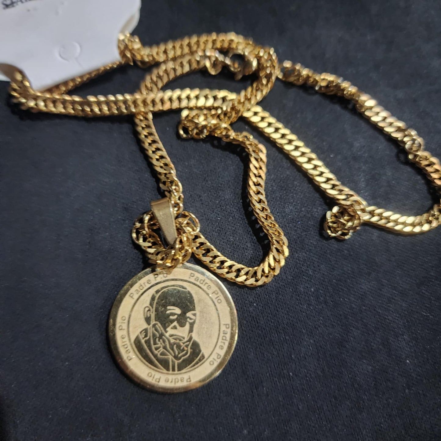 Padre Pio Protection Medallion Gold-Plated Stainless Steel Necklace