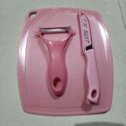 [A1-844] 3pcs Set Ceramic Stainless Steel Fruit Knife Peeler Cutting Board