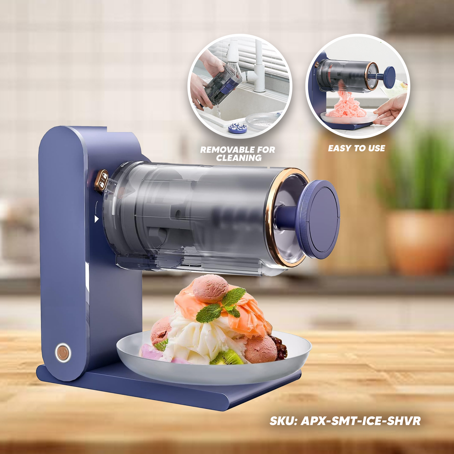 USB Cordless Portable Smoothie Ice Shaver Hands-Free