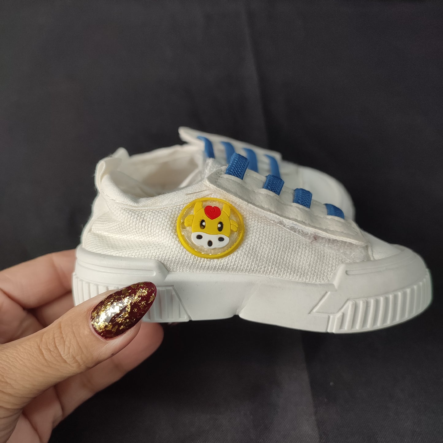 Rubber Shoes Cow Design For Kids - Size: 18 - White