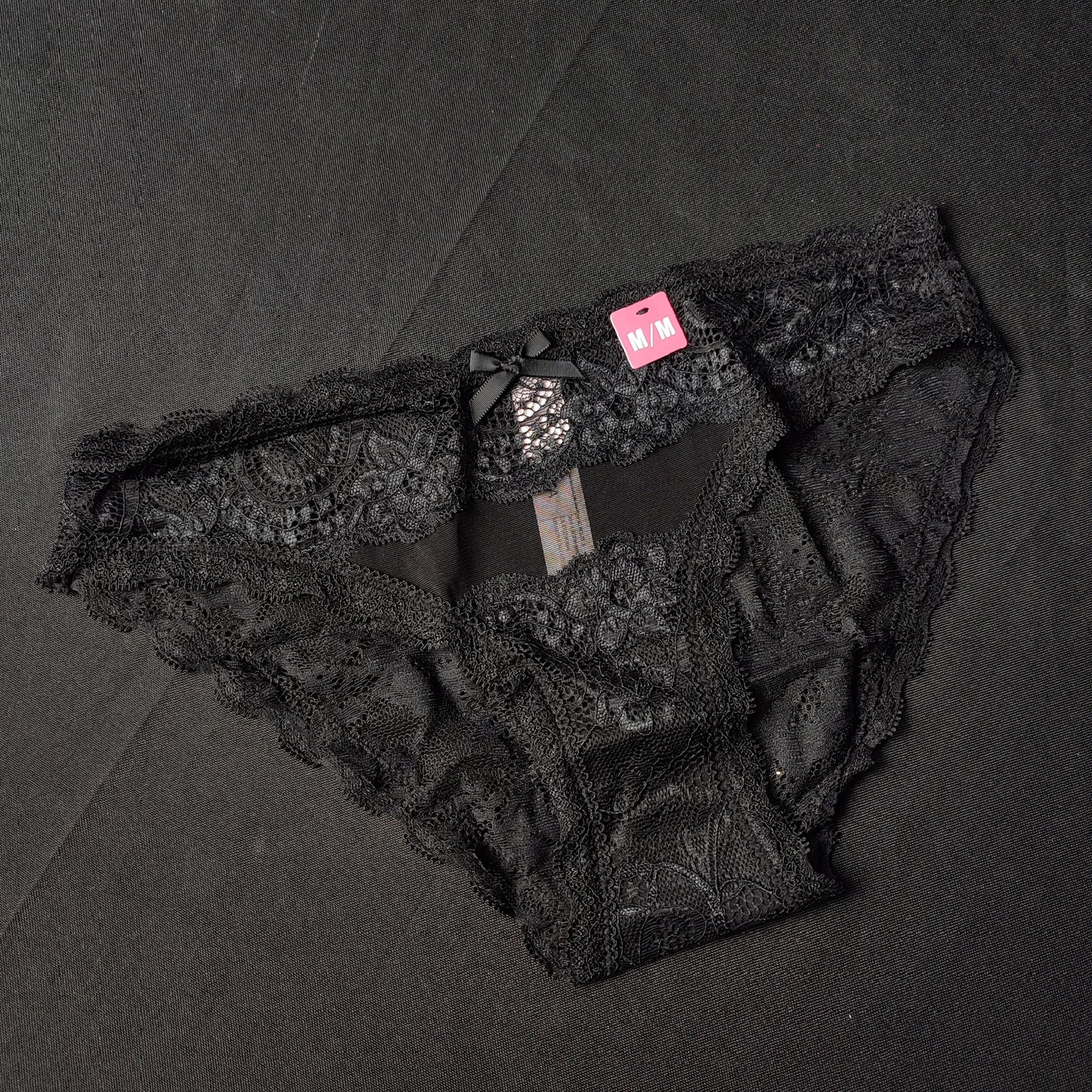 Weili Jiya Lace Bra and Panty - Assorted Size - Black with Glitters -