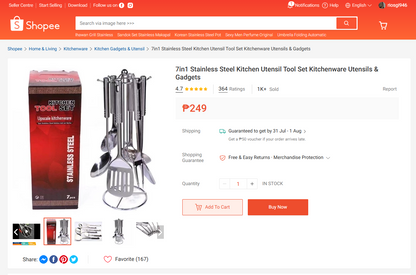 [A1-982] Stainless Steel 7pcs Kitchen Tool Set Upscale Kitchenware