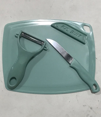 [A1-844] 3pcs Set Ceramic Stainless Steel Fruit Knife Peeler Cutting Board