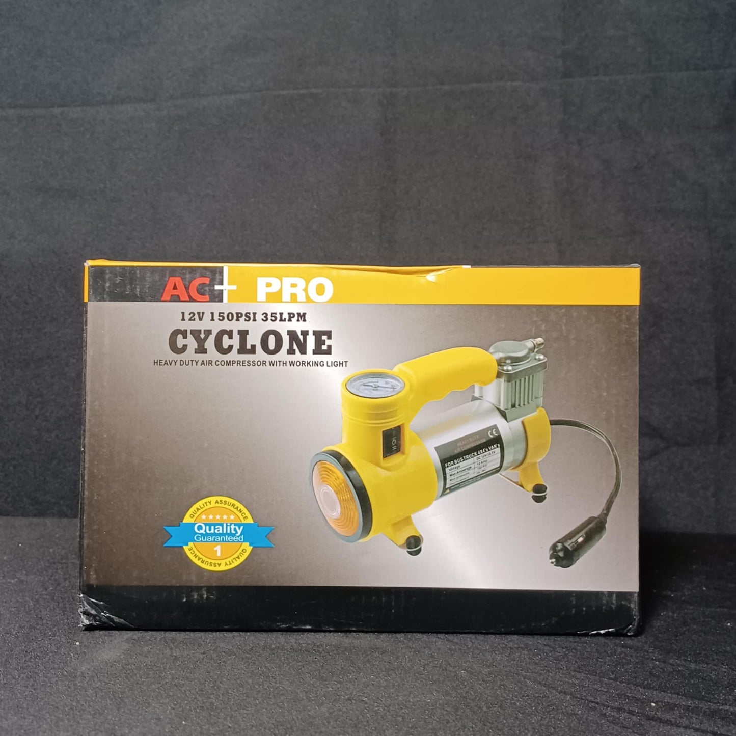 Cyclone Heavy Duty Air Compresssor with Working Light (AC+Pro 12v, 150Psi, 35Lpm)