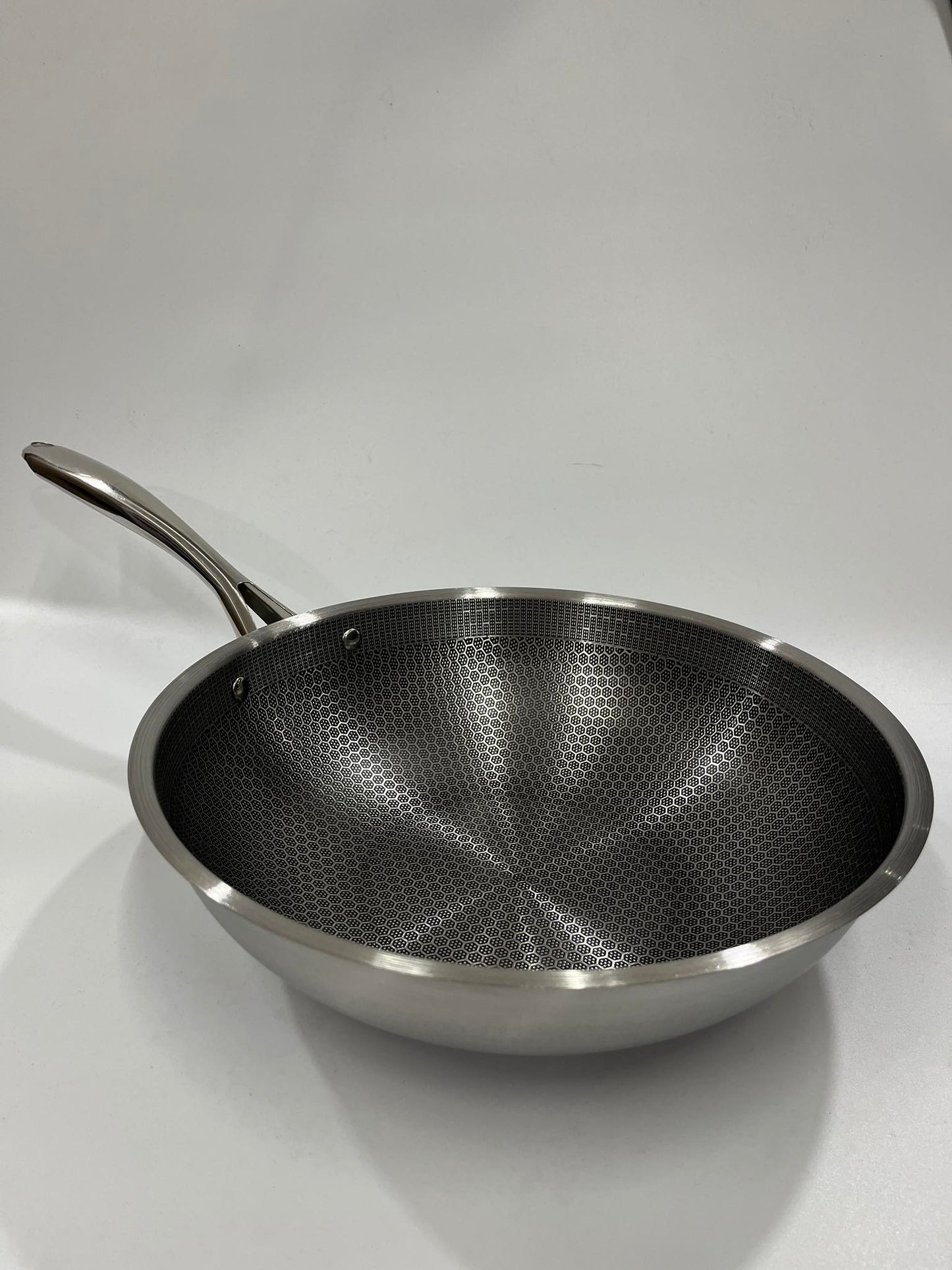 [A1-183] 32cm Non-stick  Honeycomb Stainless Steel Wok