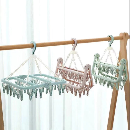 [A1-381] 32-clip Clothes Rack Hanger Foldable