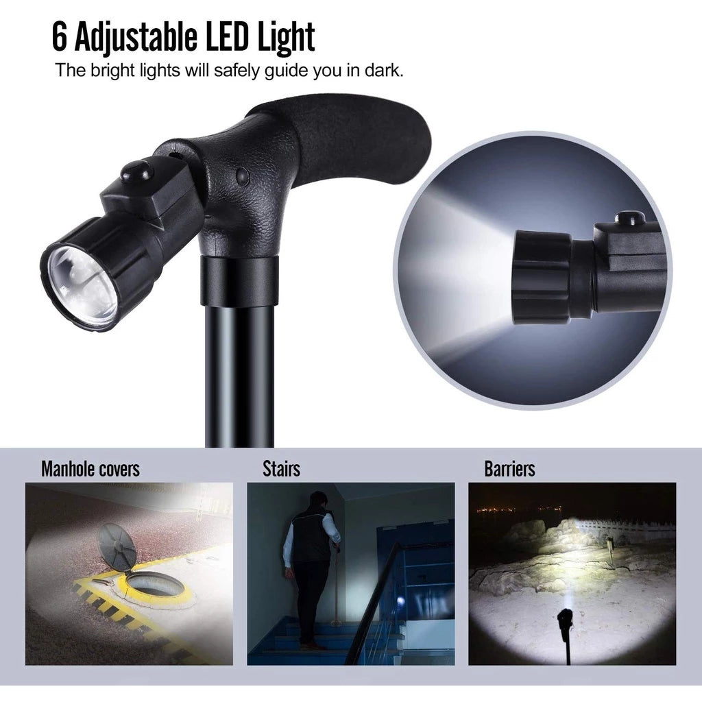 [A1-879] Trusty Cane Sturdy Folding Cane with Built-in Lights