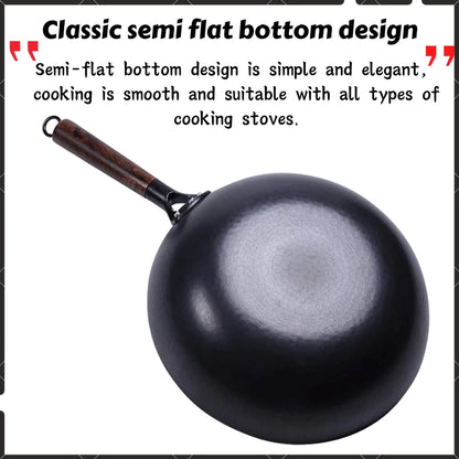 [A1-253] Chinese Non-stick Iron Web Pan Wok Flat Bottom 32cm