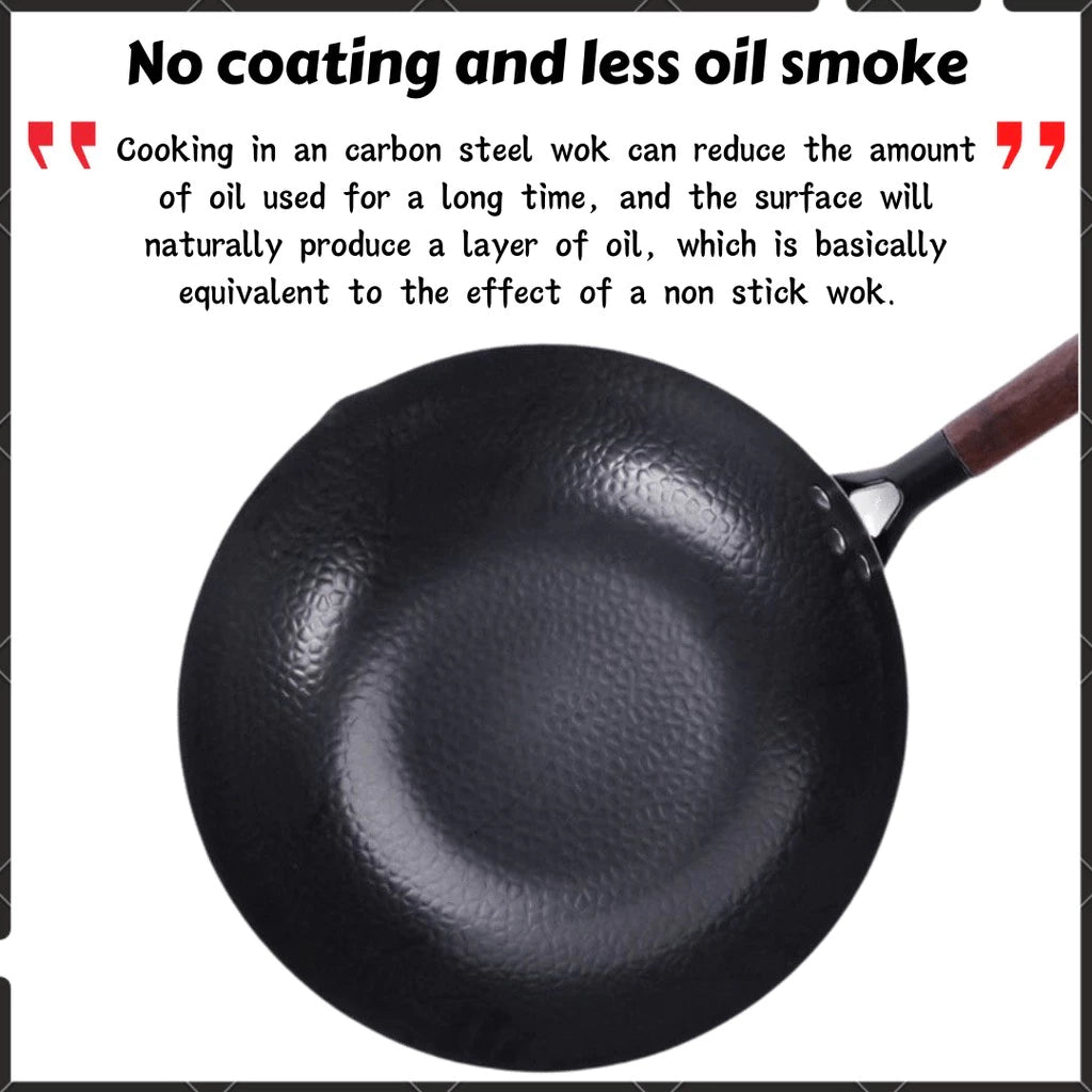 [A1-253] Chinese Non-stick Iron Web Pan Wok Flat Bottom 32cm