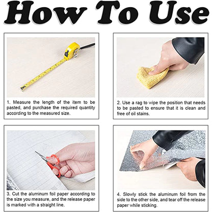 Kitchen Aluminum Foil Stickers Waterproof PVC Self-adhesive Wall Stickers 30cm (Assorted)