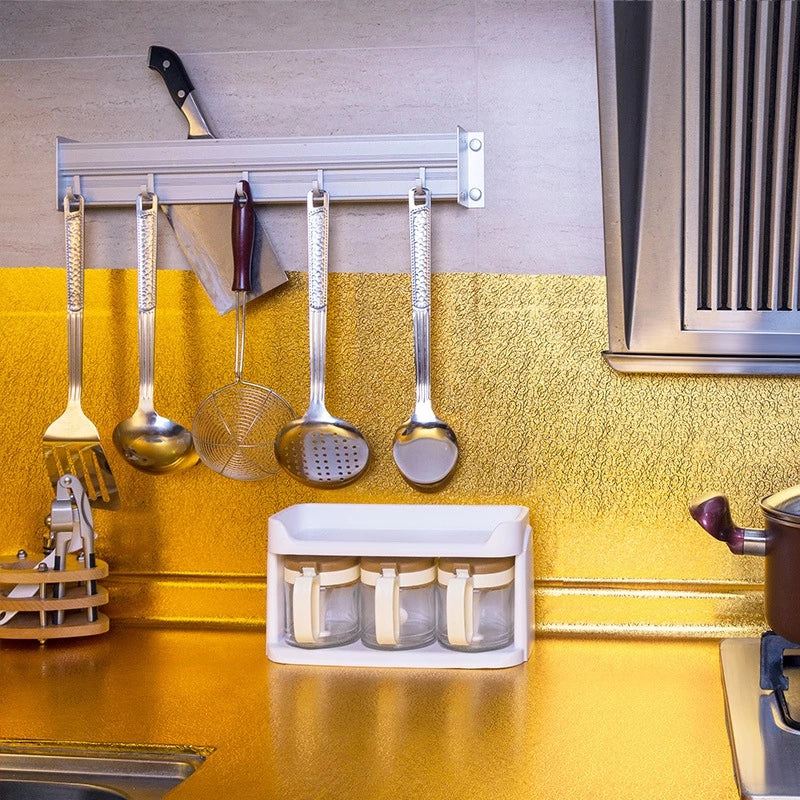 Kitchen Aluminum Foil Stickers Waterproof PVC Self-adhesive Wall Stickers 30cm (Assorted)