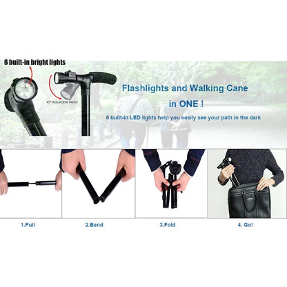 [A1-879] Trusty Cane Sturdy Folding Cane with Built-in Lights
