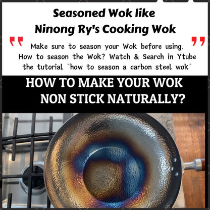 [A1-253] Chinese Non-stick Iron Web Pan Wok Flat Bottom 32cm