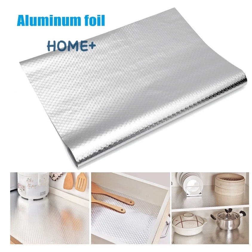 Kitchen Aluminum Foil Stickers Waterproof PVC Self-adhesive Wall Stickers 30cm (Assorted)