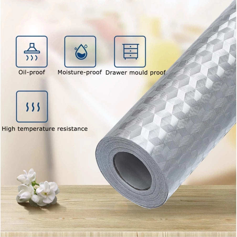 Kitchen Aluminum Foil Stickers Waterproof PVC Self-adhesive Wall Stickers 30cm (Assorted)