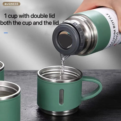 [A1-530] Vacuum Flask Set with 2 Cups - Stainless Steel Thermos Flask 500ml
