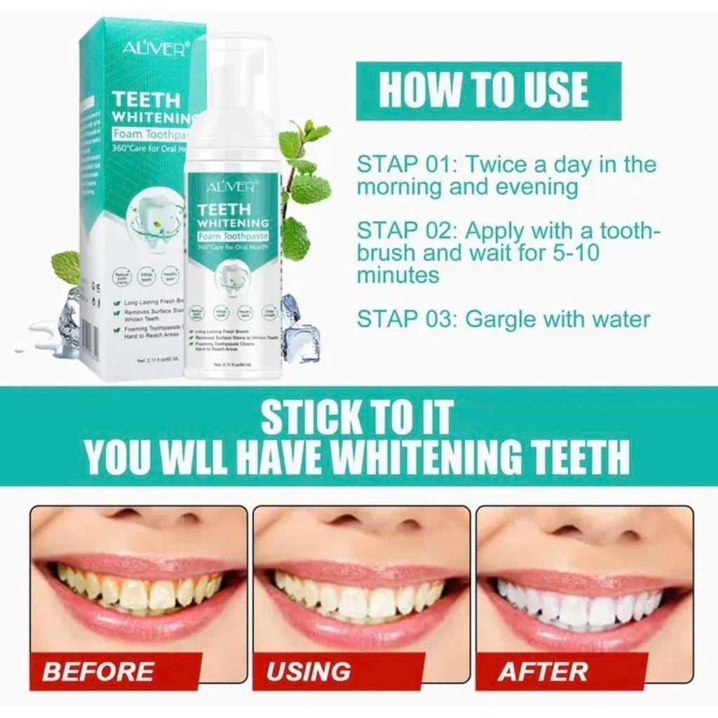 Teeth Whitening Foam Toothpaste Prevents Yellowing of Teeth