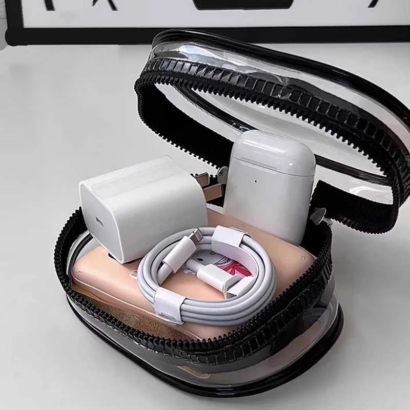 Portable Clear Cable Storage Bag Organizer With Locking Hook