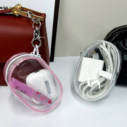 Portable Clear Cable Storage Bag Organizer With Locking Hook