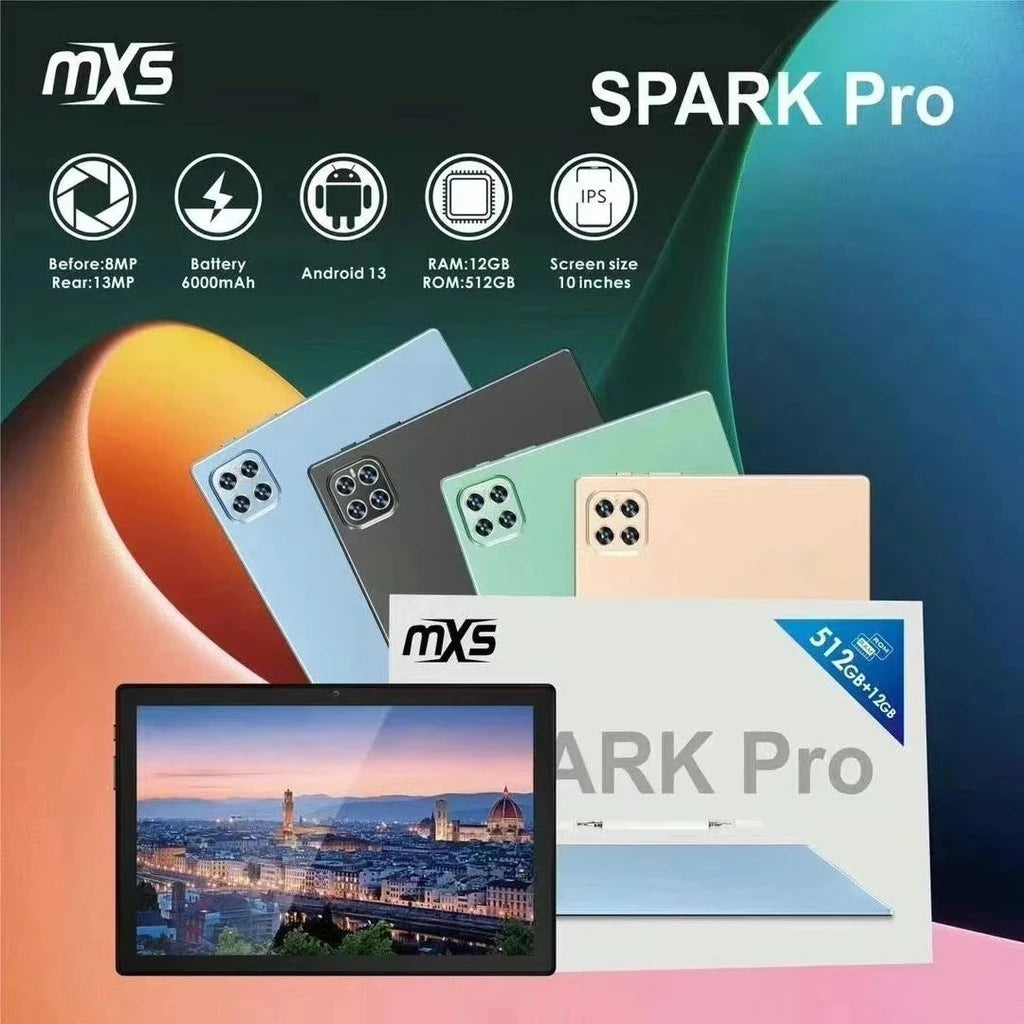 MXS Spark Pro Tablet 12gb/512gb Android 13 Professional Software 6000mAh